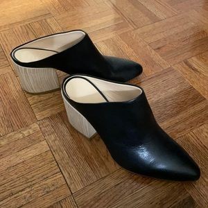 NEW Shoe Box Black Leather Heeled Mule